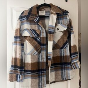 Ashley By 26 International Plaid Shacket in Brown and Blue